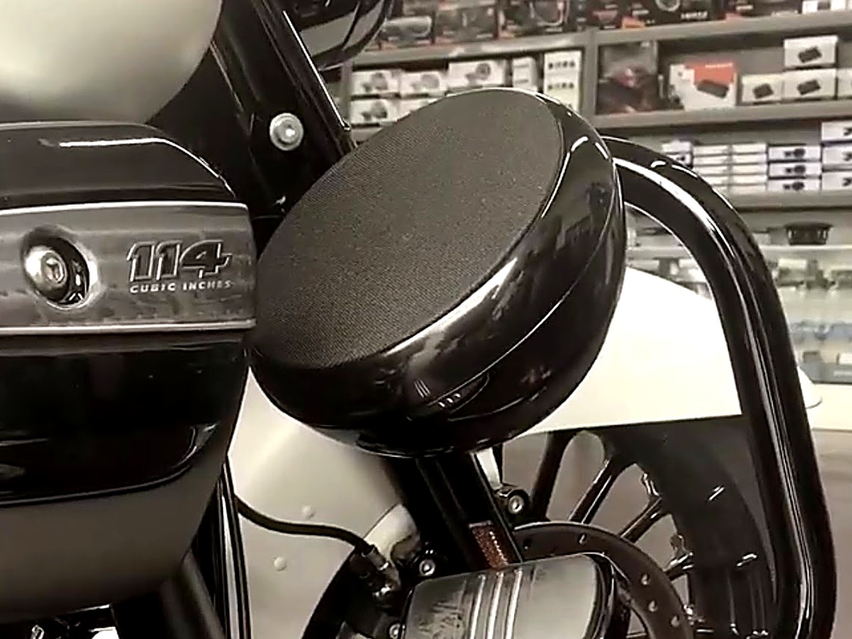 AMS Pod crash-bar speaker, shop install